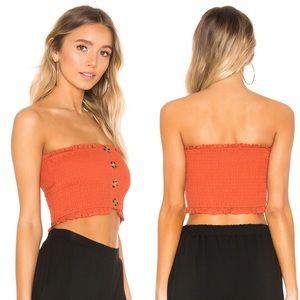 Revolve Privacy Please Orange Addison Smocked Crop Top XL